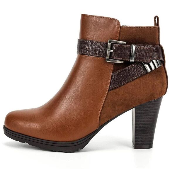 Double Buckle Chunky Heel Ankle Boots - Picture 8 of 12